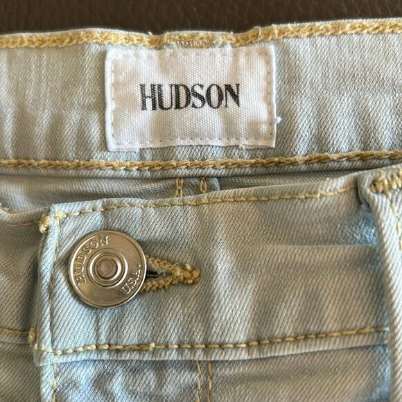 Hudson Blair Jeans Rolled Cuff Stretch Galaxy Light Blue Color Tan Stitch 29 - Picture 13 of 14